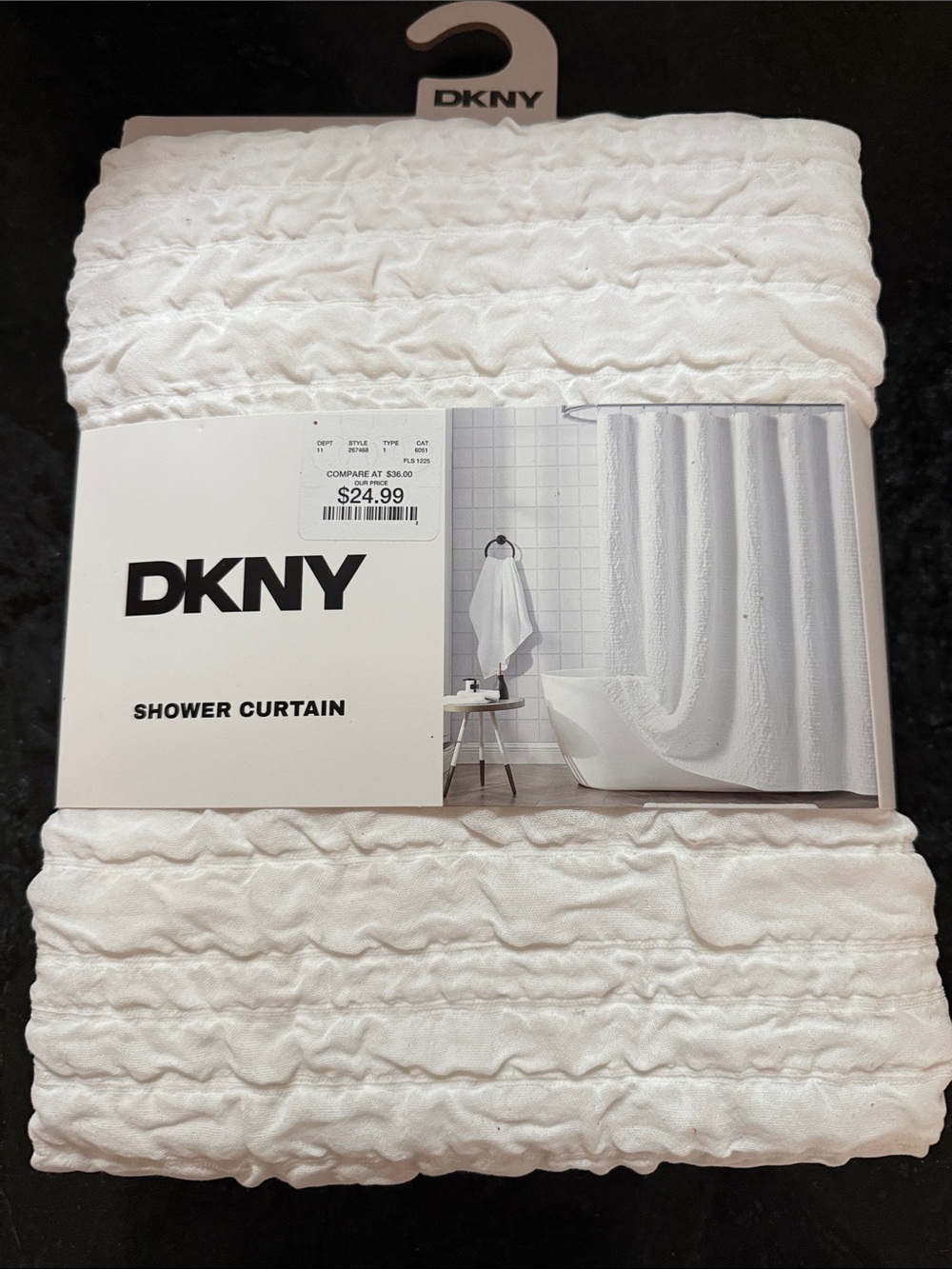 DKNY White Textured Shower Curtain
